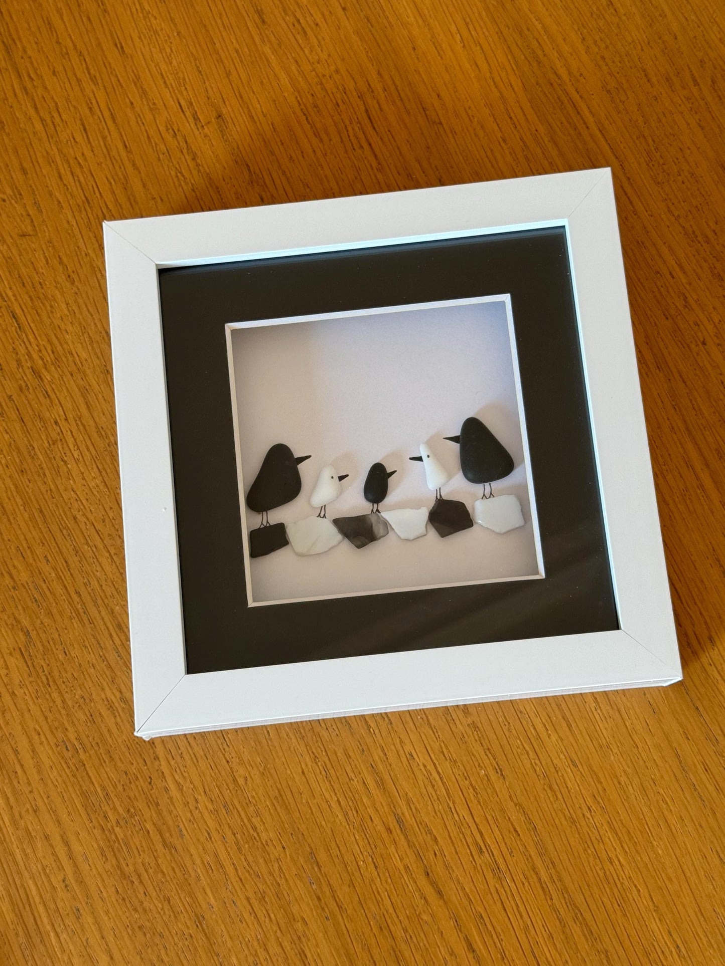 Personalised Family Fused Glass Picture, Unique Family of Five Gift, Gift for Mum, Gift for Dad, Gift for Her, Gift for Him, Family of Birds