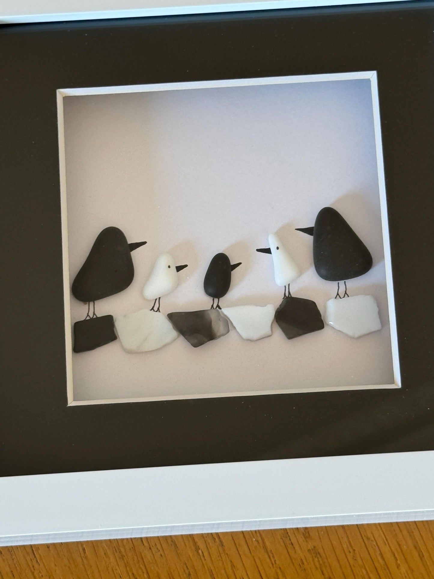 Personalised Family Fused Glass Picture, Unique Family of Five Gift, Gift for Mum, Gift for Dad, Gift for Her, Gift for Him, Family of Birds