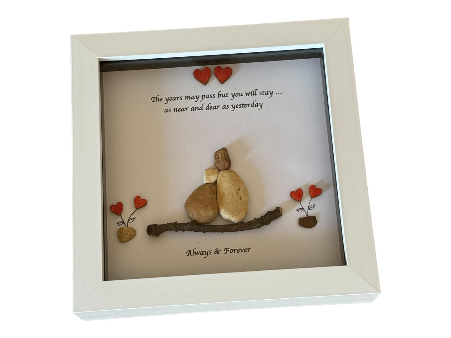 Memorial Keepsake Pebble Frame, Bereavement Pebble Picture, Lost Husband or Wife Anniversary Picture, Anniversary Gift,