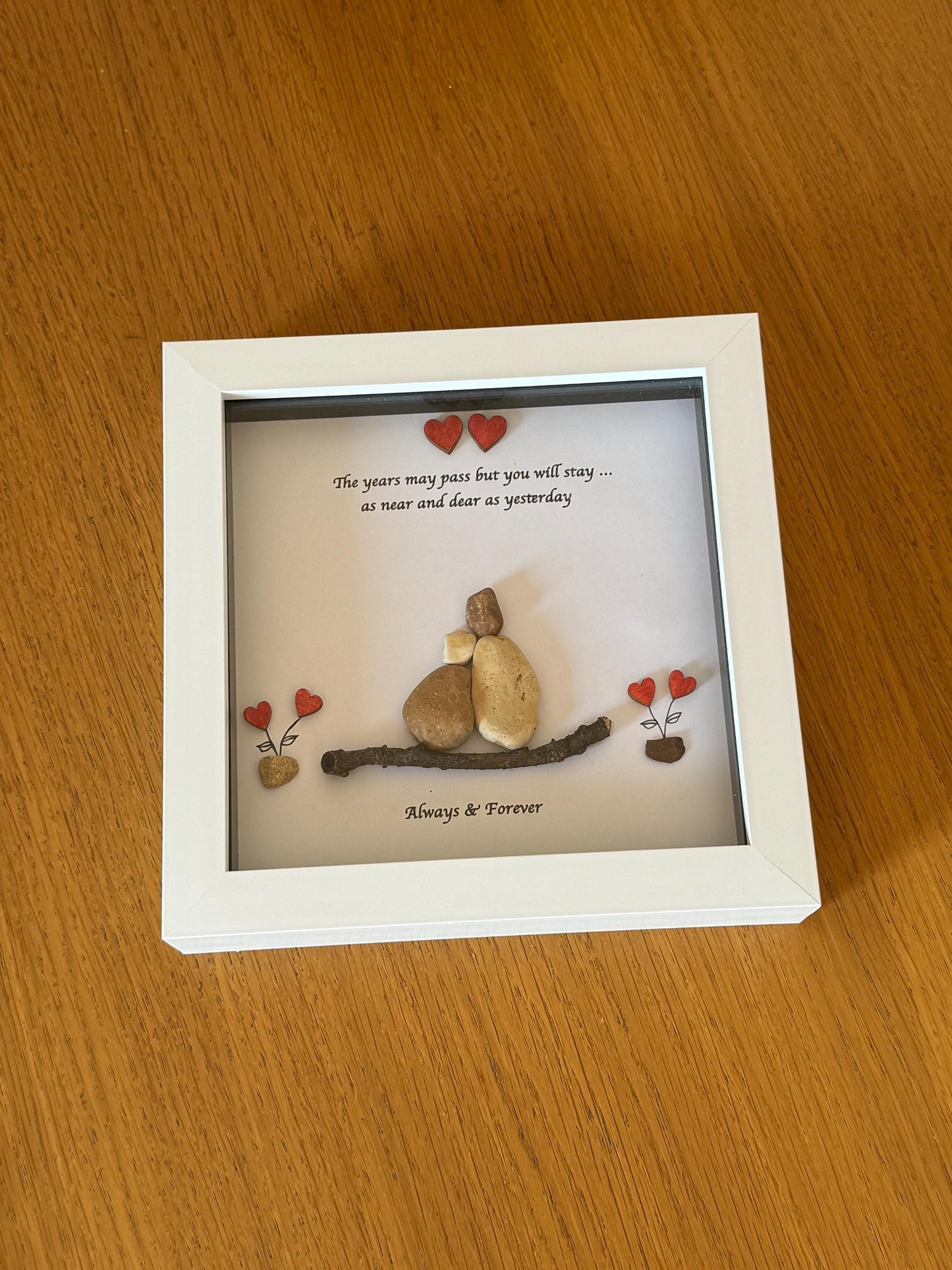Memorial Keepsake Pebble Frame, Bereavement Pebble Picture, Lost Husband or Wife Anniversary Picture, Anniversary Gift,