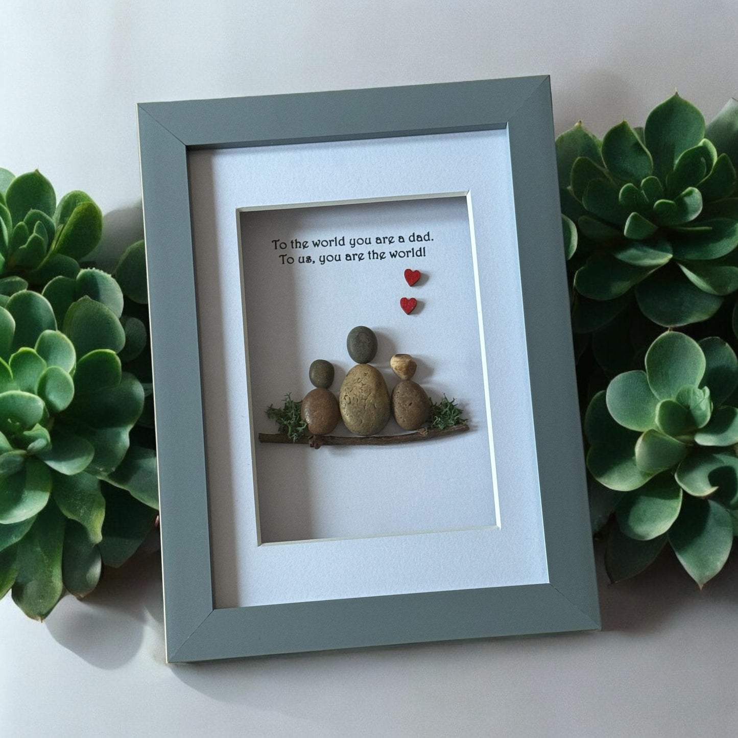 Personalised Dad Pebble Picture, Unique Gift for Father's Day, Pebble Artwork Gift for Daddy, Gift for Him, Gift for best dad,