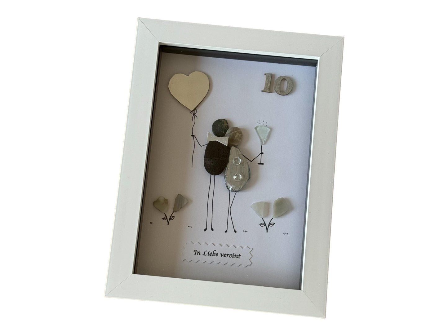 Personalised 10th Wedding Anniversary Pebble Picture, Unique anniversary gift, Tin wedding anniversary gift, Gift for couple,