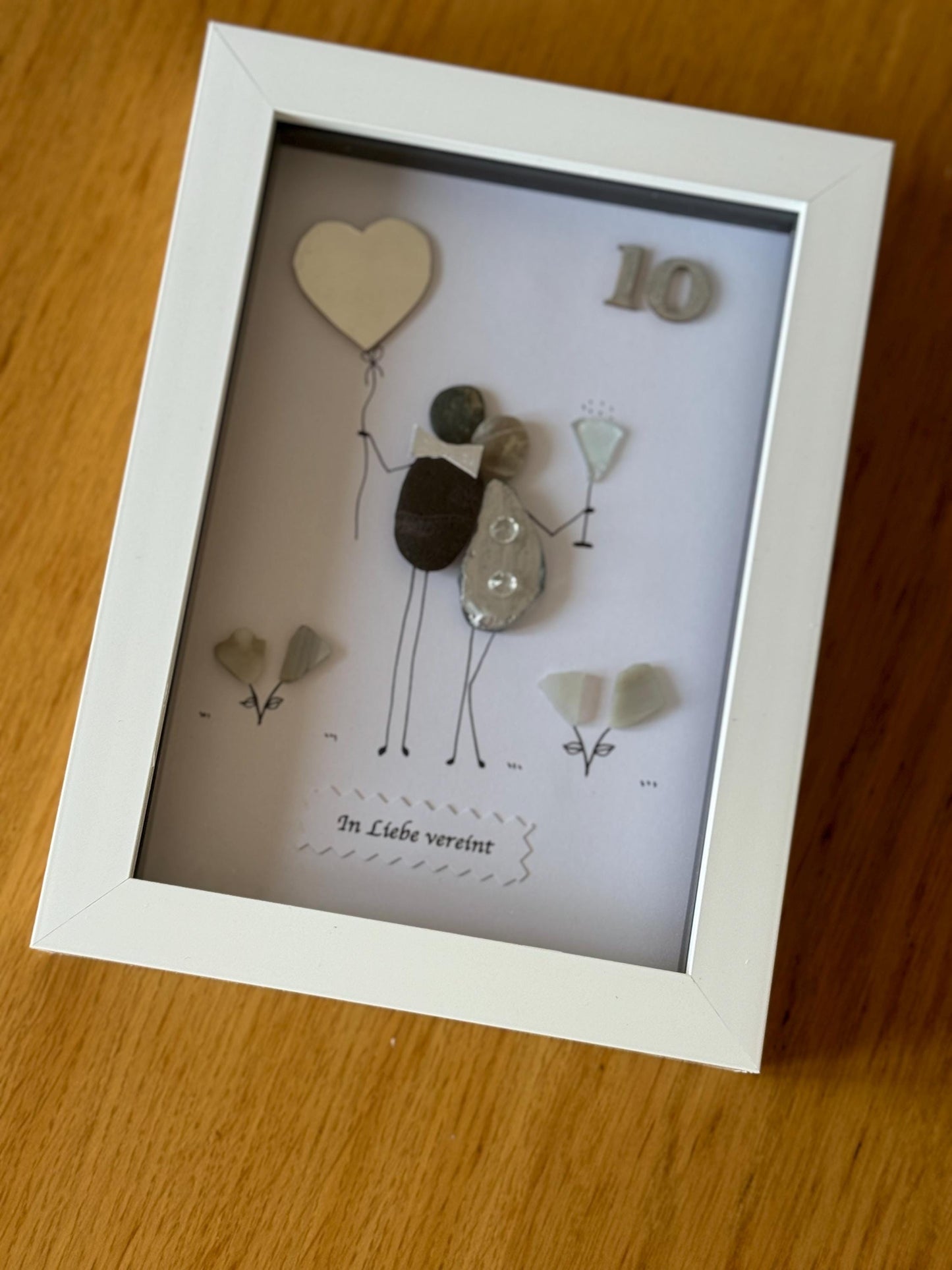 Personalised 10th Wedding Anniversary Pebble Picture, Unique anniversary gift, Tin wedding anniversary gift, Gift for couple,