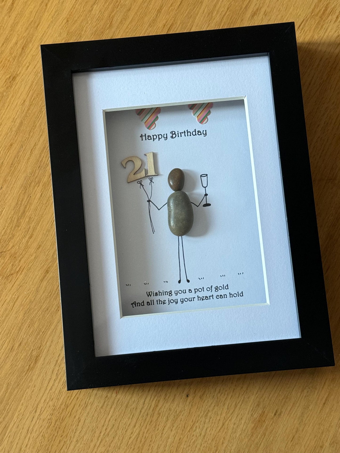 Personalised Birthday Pebble Picture, Unique Birthday Gift, Birthday Gift for a Friend, Handmade Pebble Picture for a Birthday, Gift for Dad