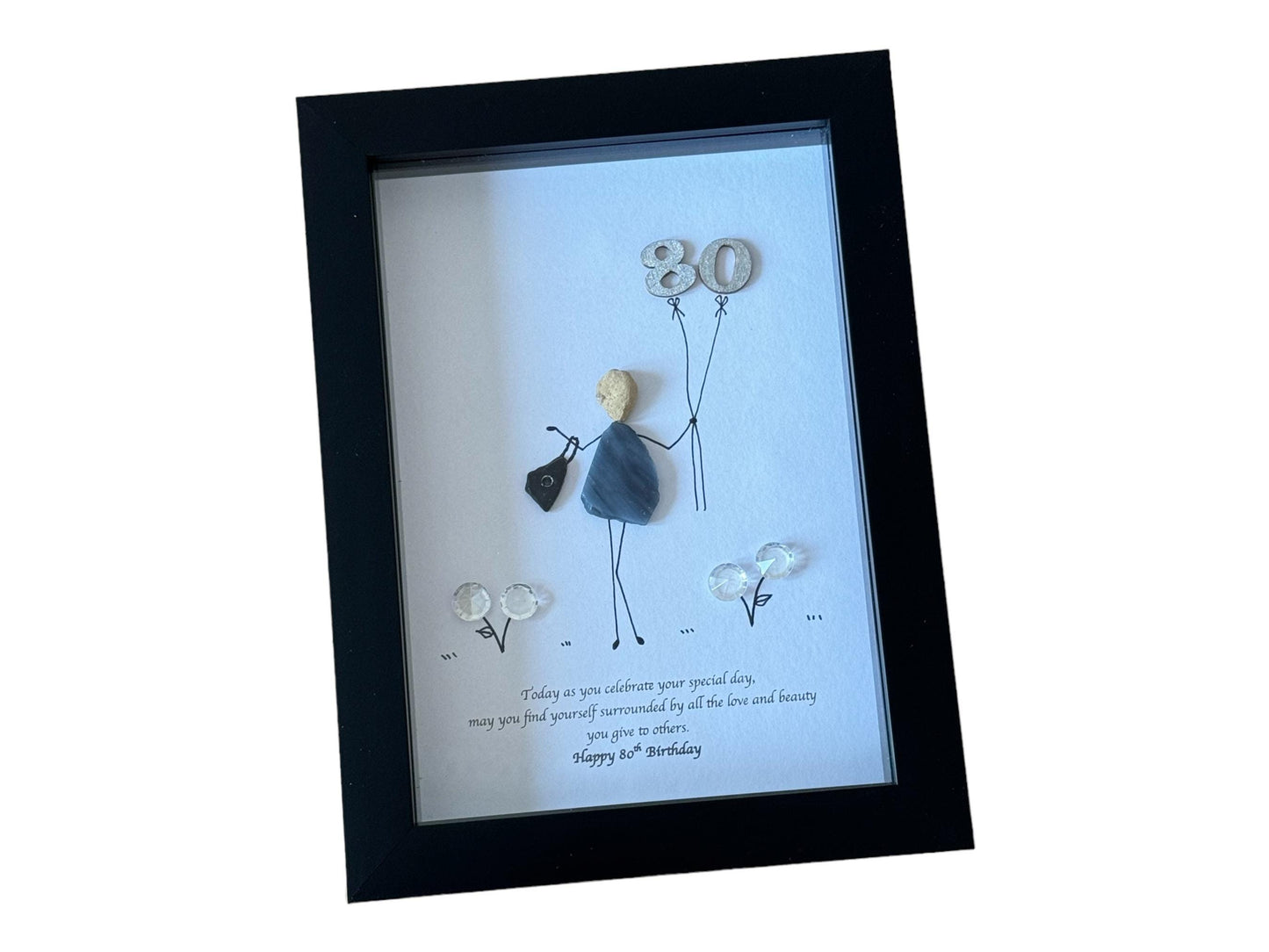 Personalised 80th Birthday Pebble Picture, Unique Birthday Gift for 80 year old, 80th Birthday Pebble Picture, Handmade 80th Gift for Friend