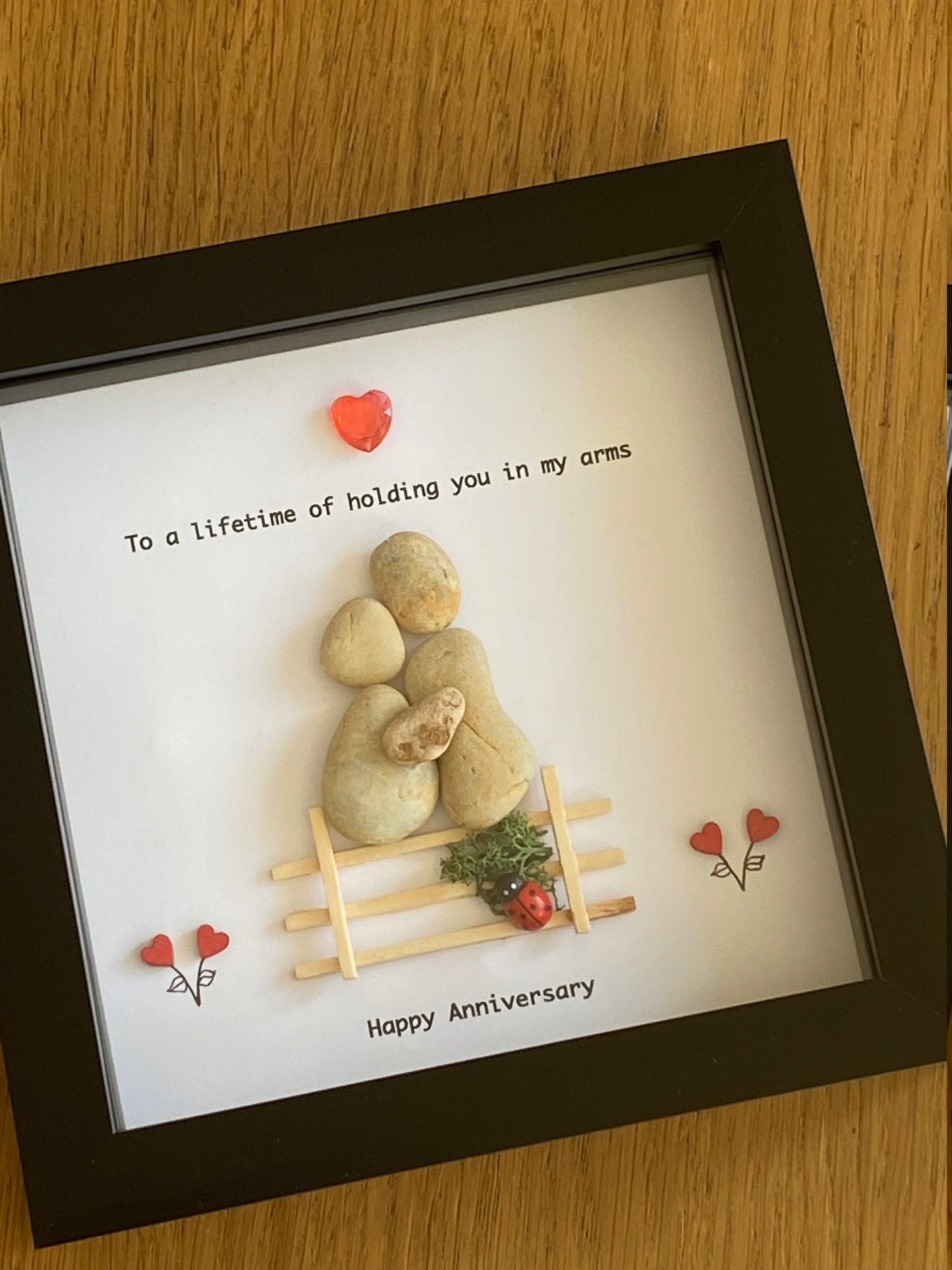 Personalised Wedding Anniversary Pebble Picture, Personalised Pebble Gift, Anniversary Pebble Picture for Husband, Unique Anniversary Gift