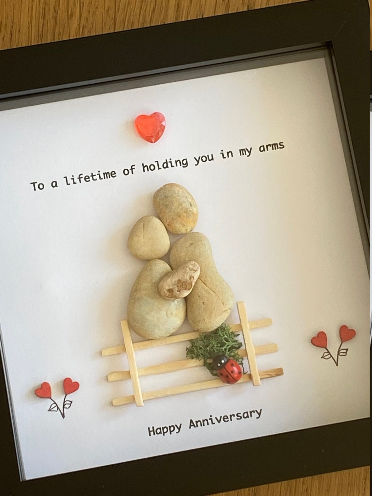Personalised Wedding Anniversary Pebble Picture, Personalised Pebble Gift, Anniversary Pebble Picture for Husband, Unique Anniversary Gift