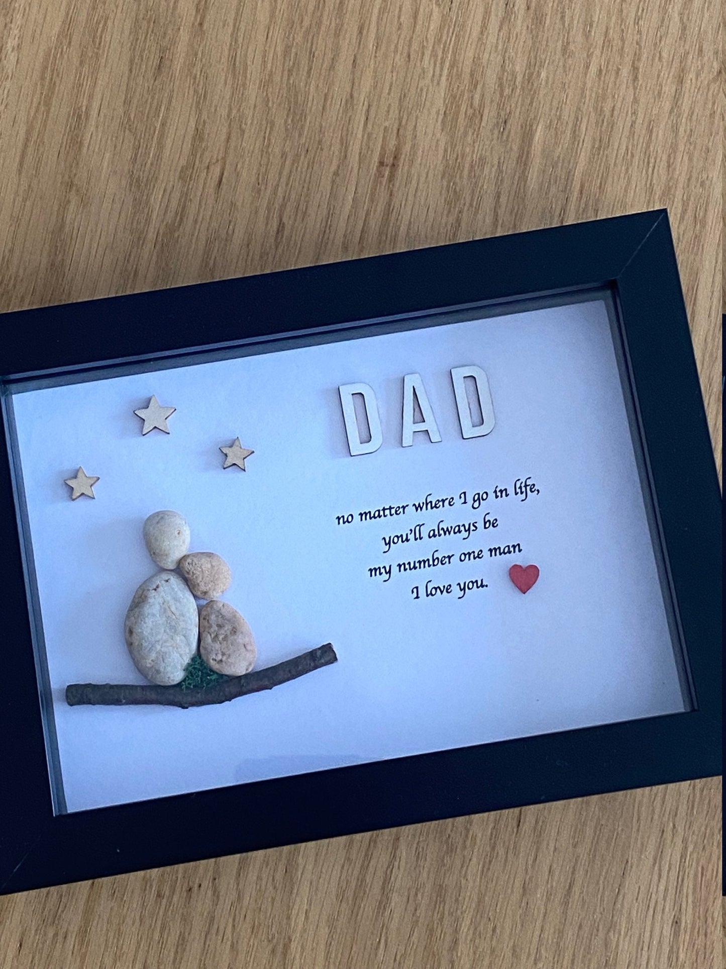 Personalised Father's Day Pebble Picture, Unique Birthday Gift for Dad, Pebble Art for Dad, Dad's Birthday Gift, Father's Day Pebble Artwork