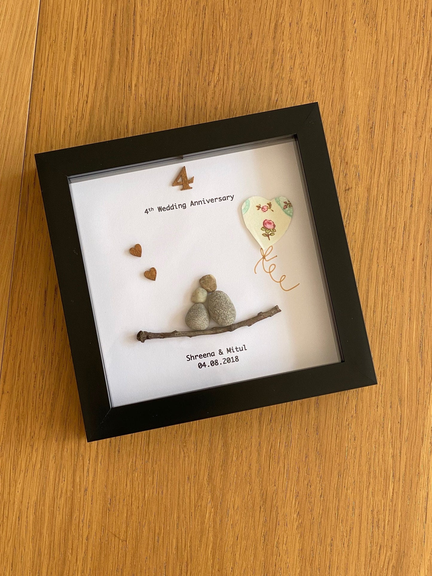 4th Wedding Anniversary Gift, 4th Anniversary Gifts, 4th Anniversary Pebble Frame, Family Anniversary Gift