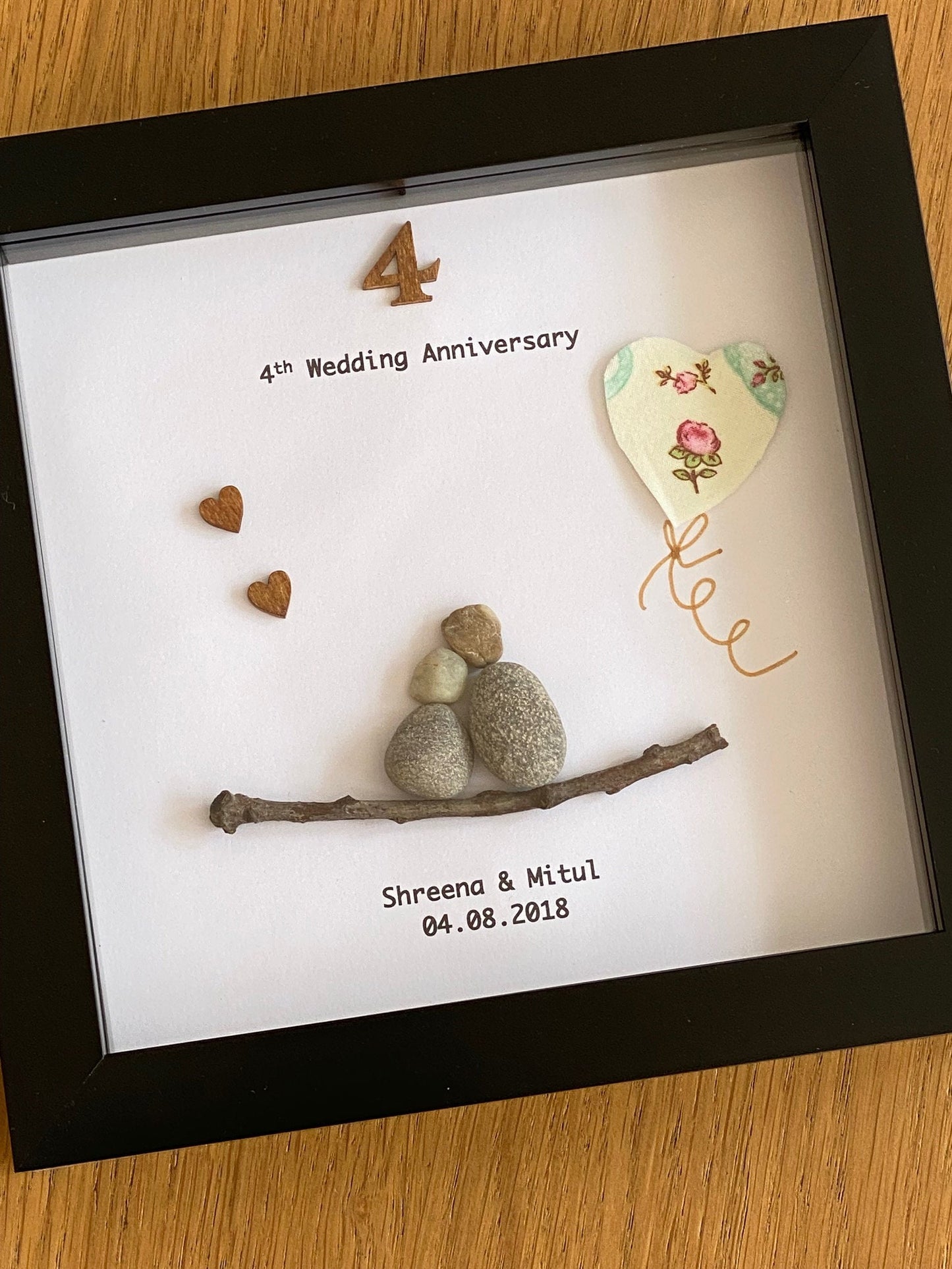 4th Wedding Anniversary Gift, 4th Anniversary Gifts, 4th Anniversary Pebble Frame, Family Anniversary Gift