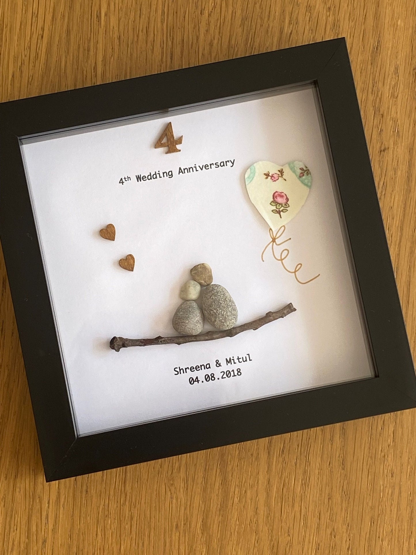 4th Wedding Anniversary Gift, 4th Anniversary Gifts, 4th Anniversary Pebble Frame, Family Anniversary Gift