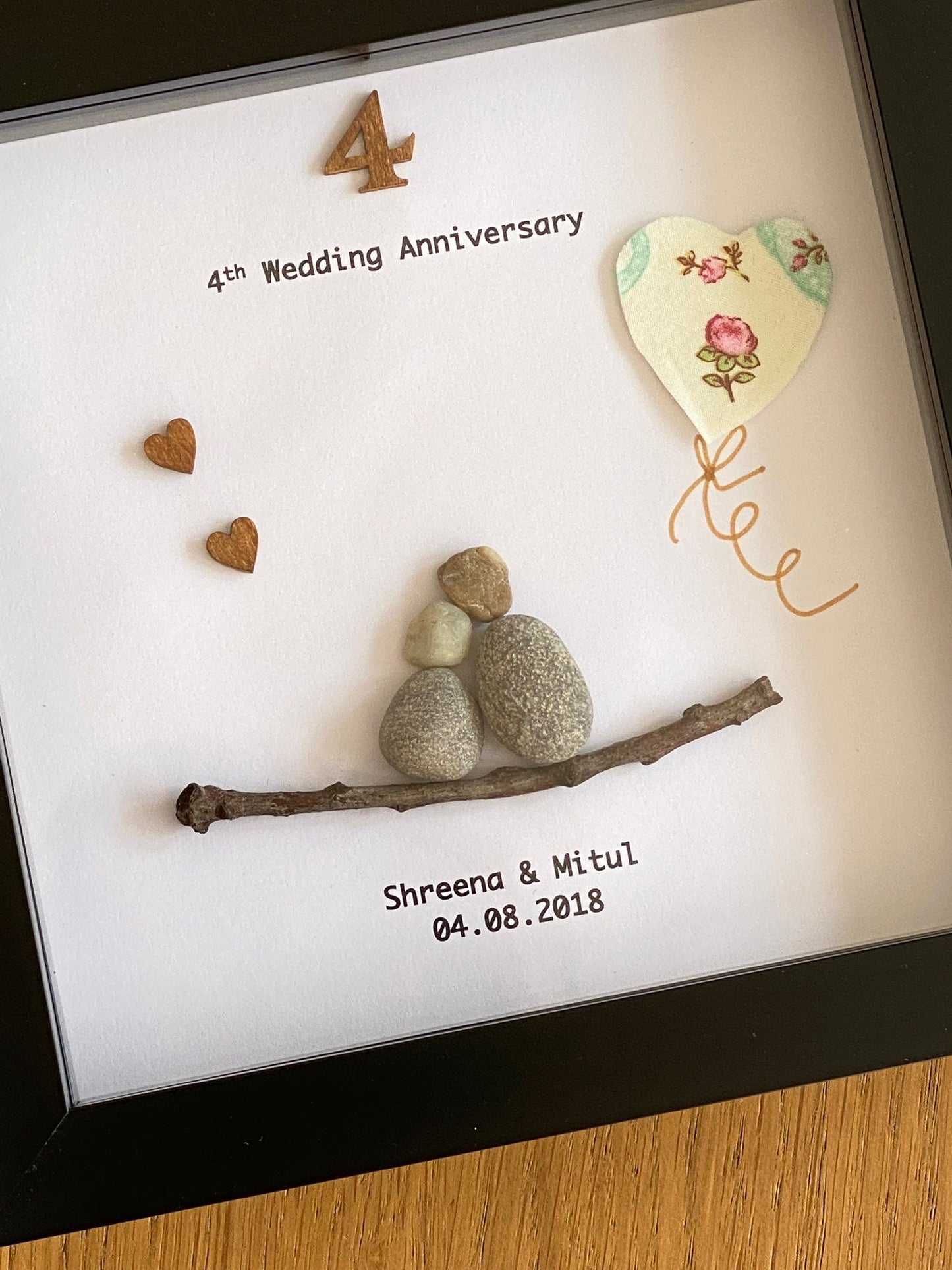 4th Wedding Anniversary Gift, 4th Anniversary Gifts, 4th Anniversary Pebble Frame, Family Anniversary Gift