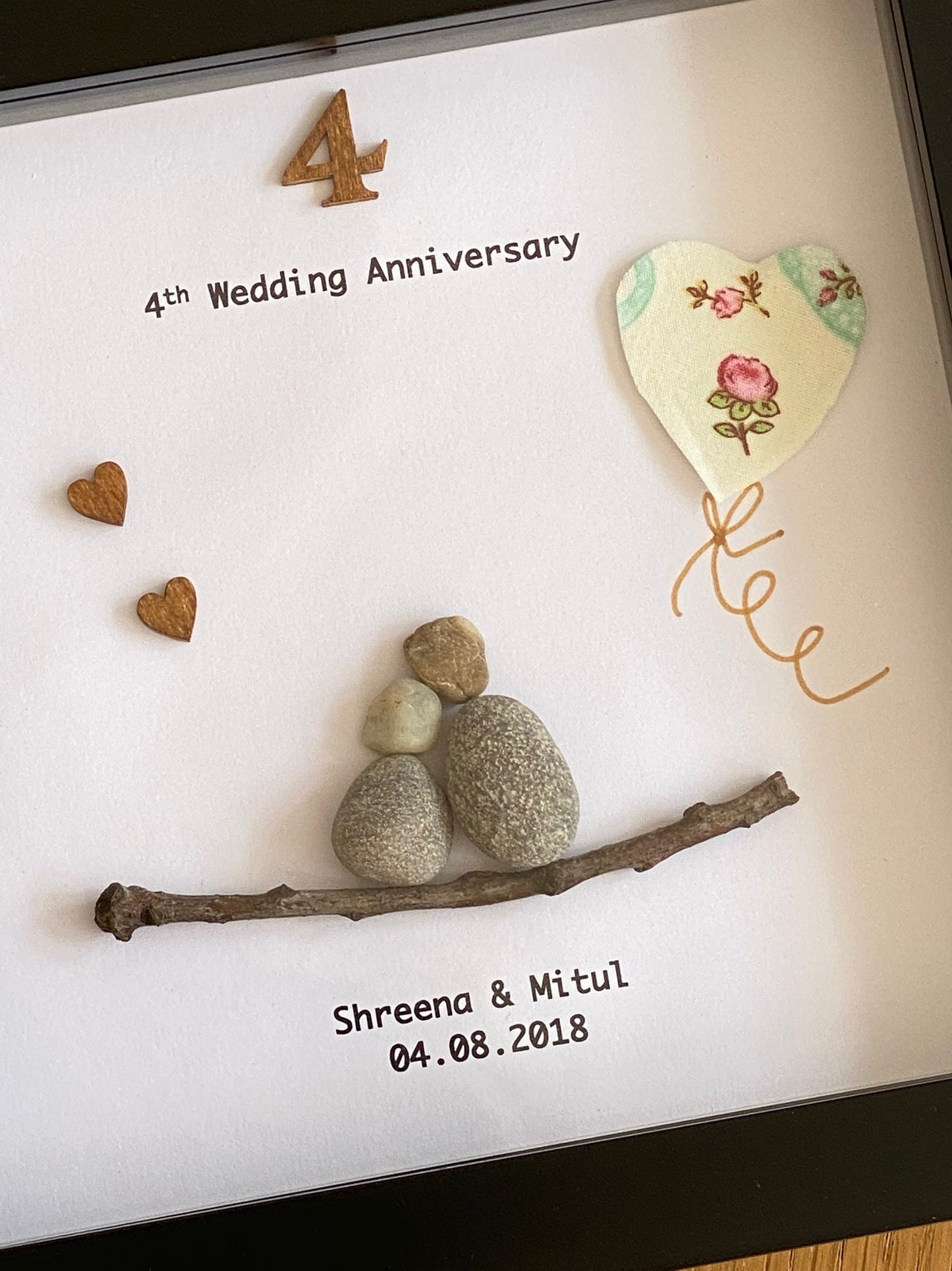 4th Wedding Anniversary Gift, 4th Anniversary Gifts, 4th Anniversary Pebble Frame, Family Anniversary Gift