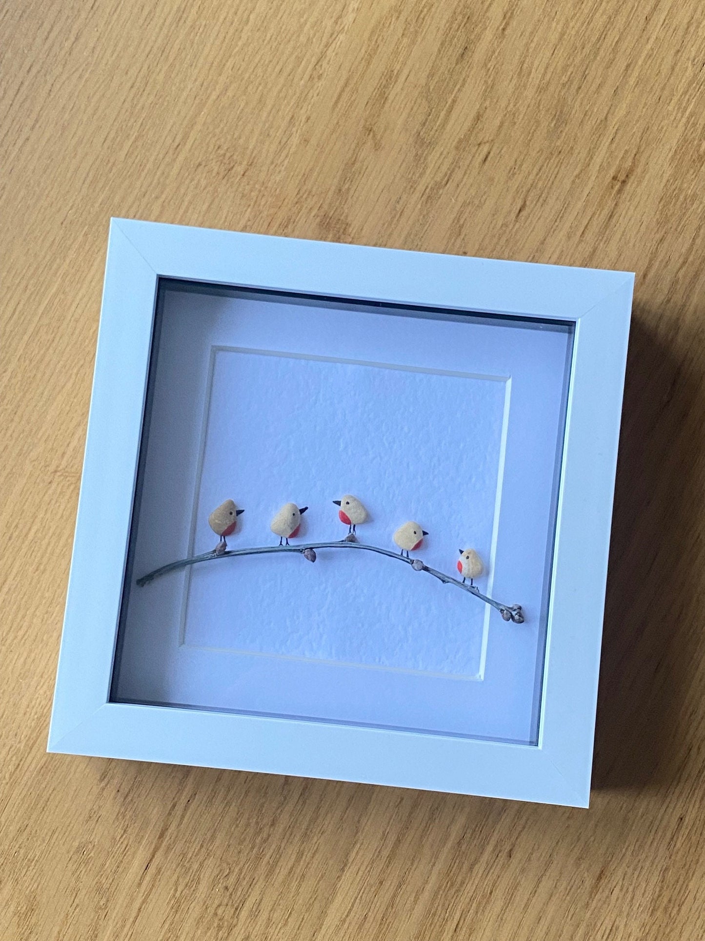 Personalised Family Christmas Pebble Picture, Winter Robins Pebble Picture, Unique Family Christmas Gift, Family Christmas Gift for Mom
