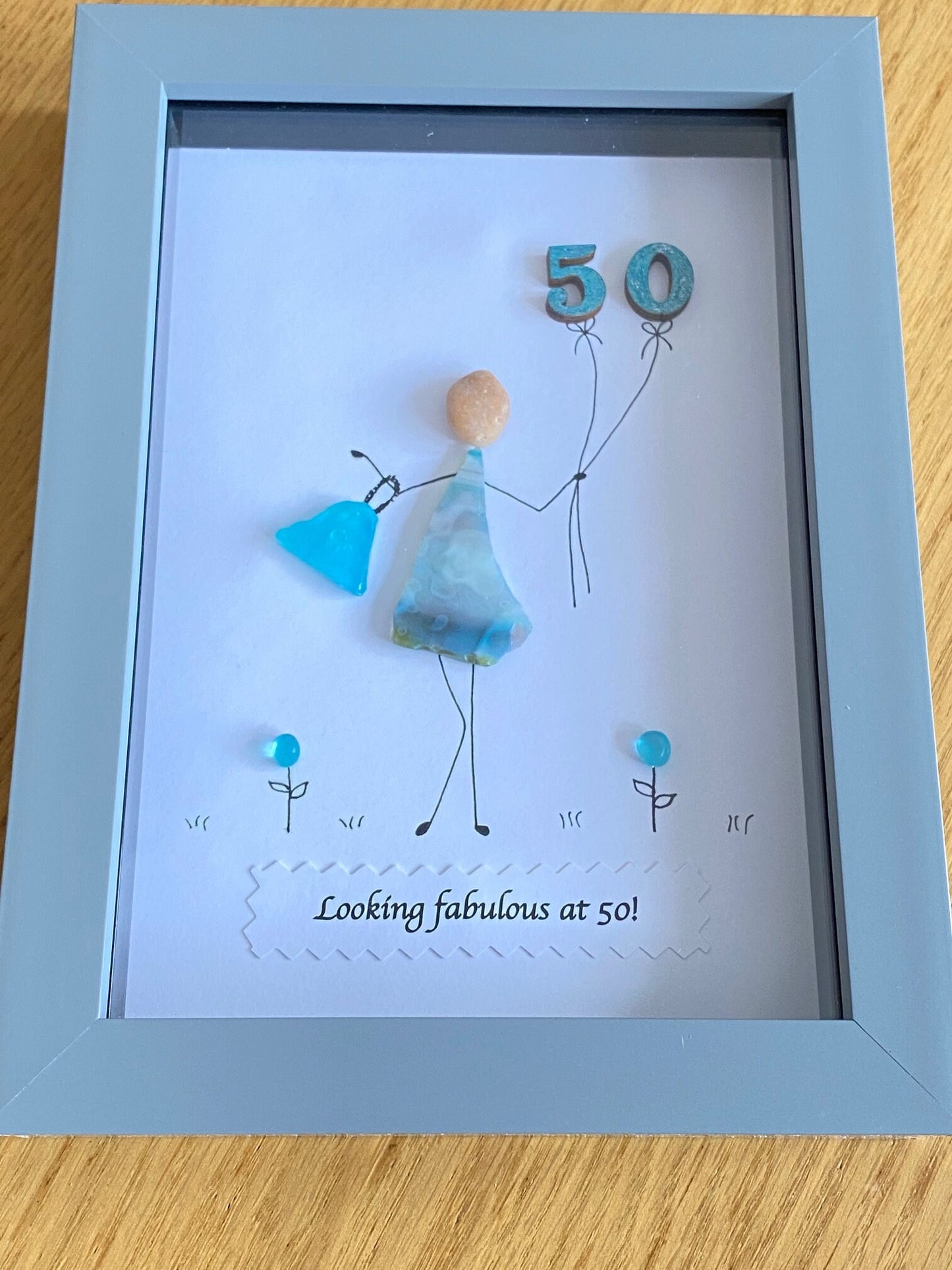 Personalised 50th Birthday Pebble Picture, Unique 60th Birthday Gift, Sister's 60th Birthday Gift, Friend's 60th Birthday Gift, Unique Gift