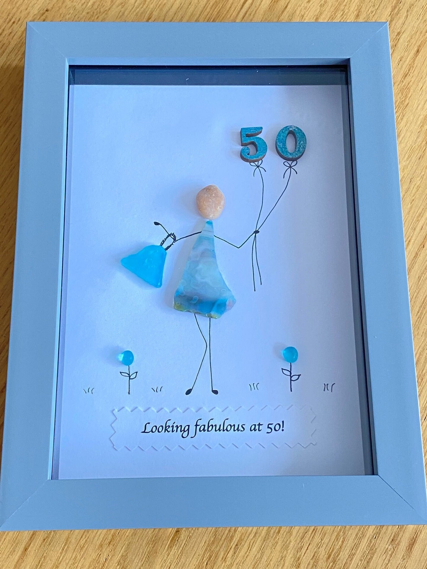 Personalised 50th Birthday Pebble Picture, Unique 60th Birthday Gift, Sister's 60th Birthday Gift, Friend's 60th Birthday Gift, Unique Gift