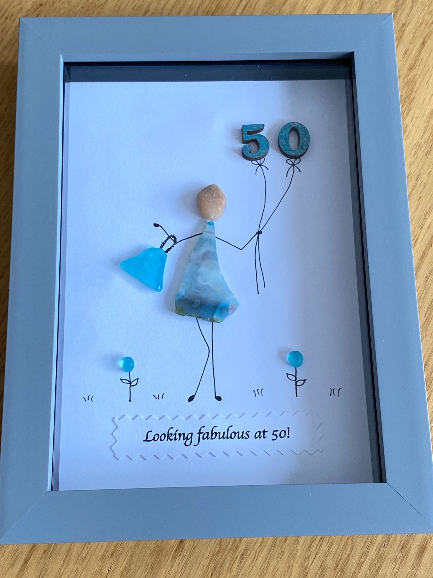 Personalised 50th Birthday Pebble Picture, Unique 60th Birthday Gift, Sister's 60th Birthday Gift, Friend's 60th Birthday Gift, Unique Gift