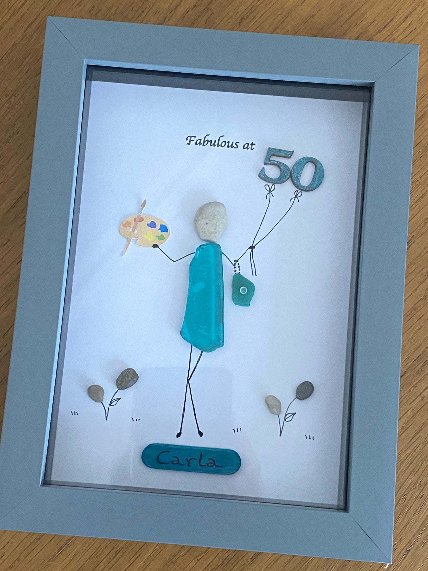 Personalised 50th Birthday Pebble Picture, Unique 60th Birthday Gift, Sister's 60th Birthday Gift, Friend's 60th Birthday Gift, Unique Gift