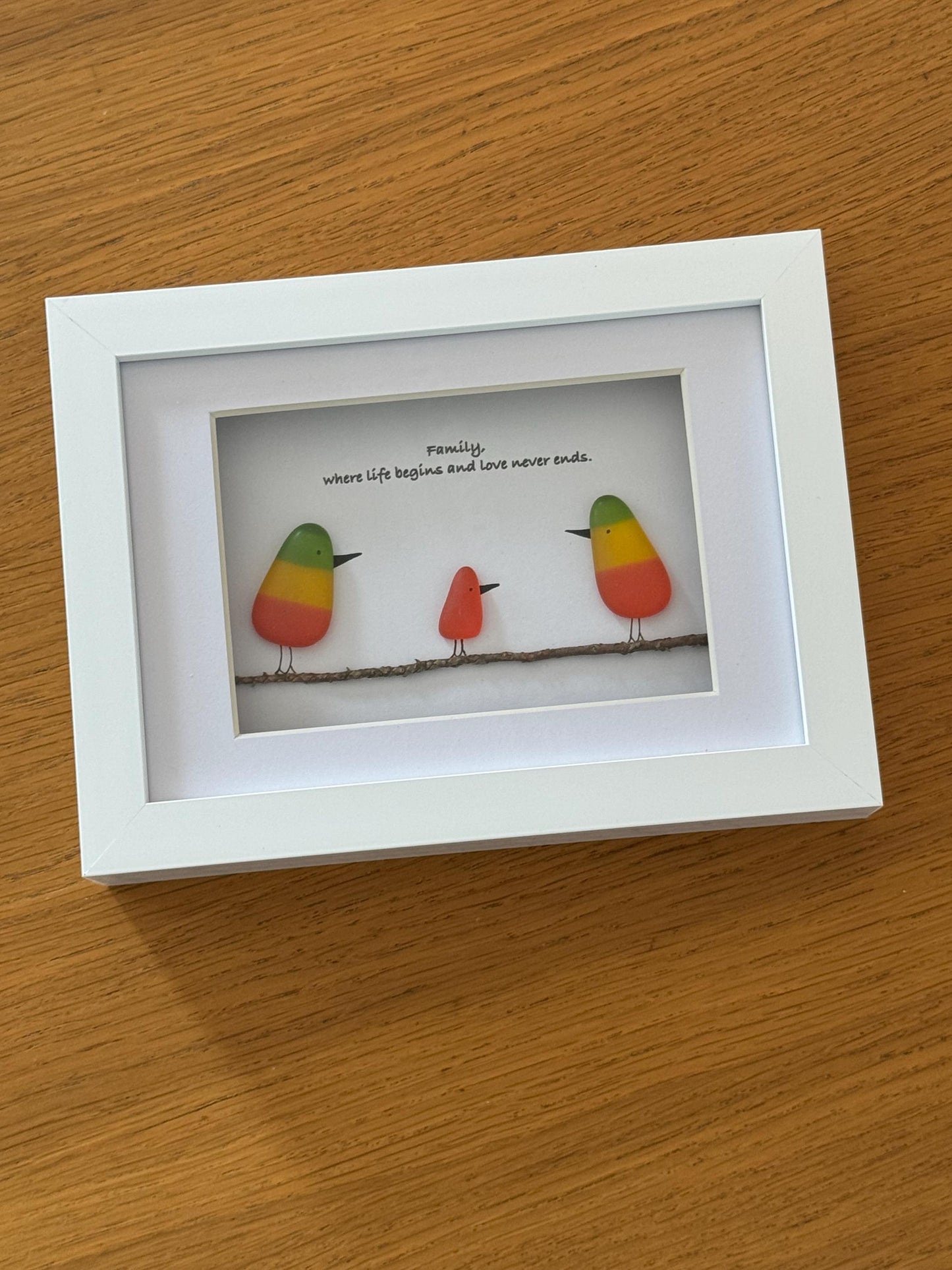 Rainbow Birds Family Picture, Personalised Fused Glass Birds Picture, Original Family Artwork, Unique Family Gift, Fused Glass Artwork