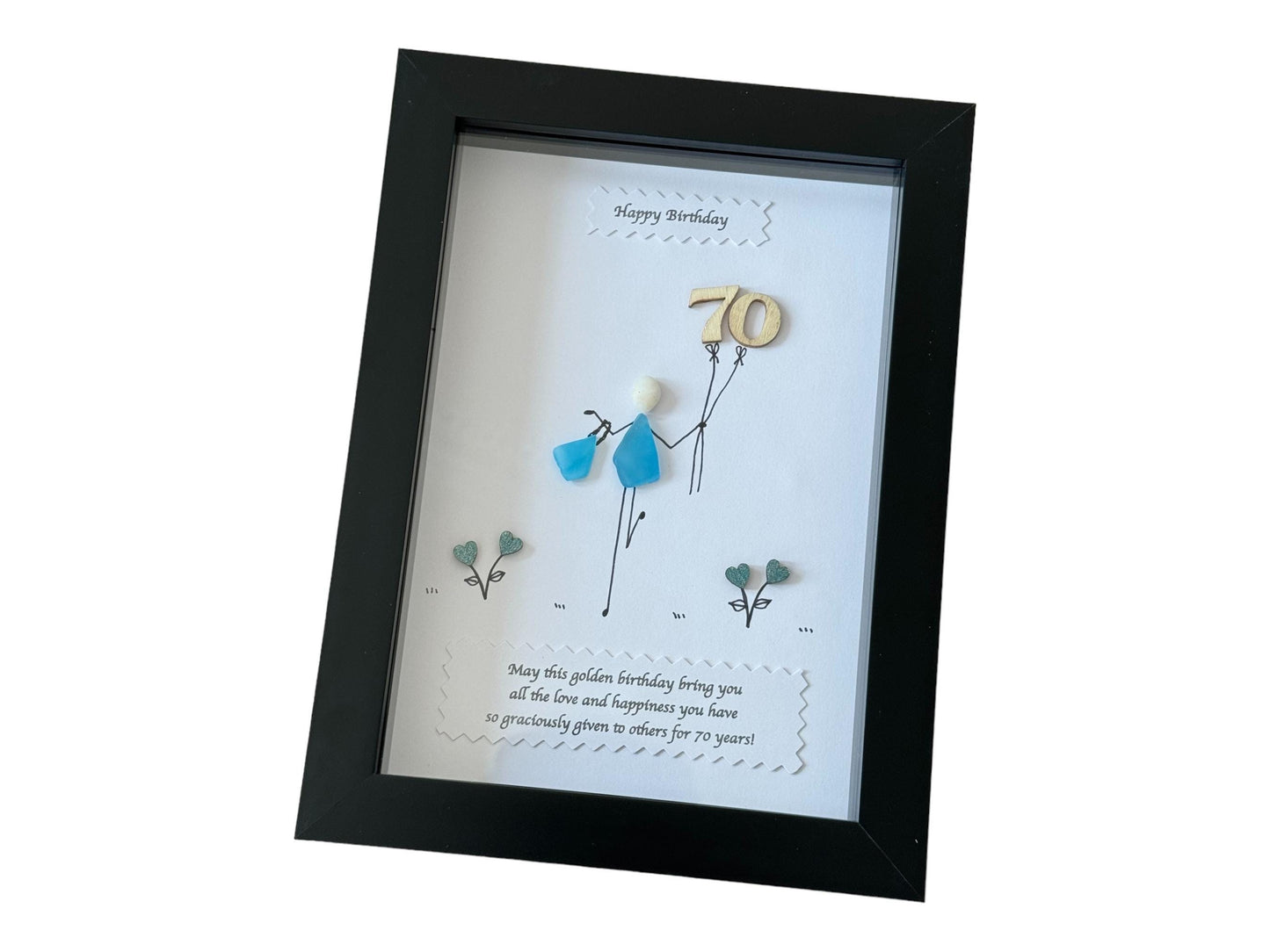 70th Birthday Gift/Personalised Gift for 70th Birthday/70 years celebration/70th Pebble Artwork Picture/Unique Gift for 70th Birthday