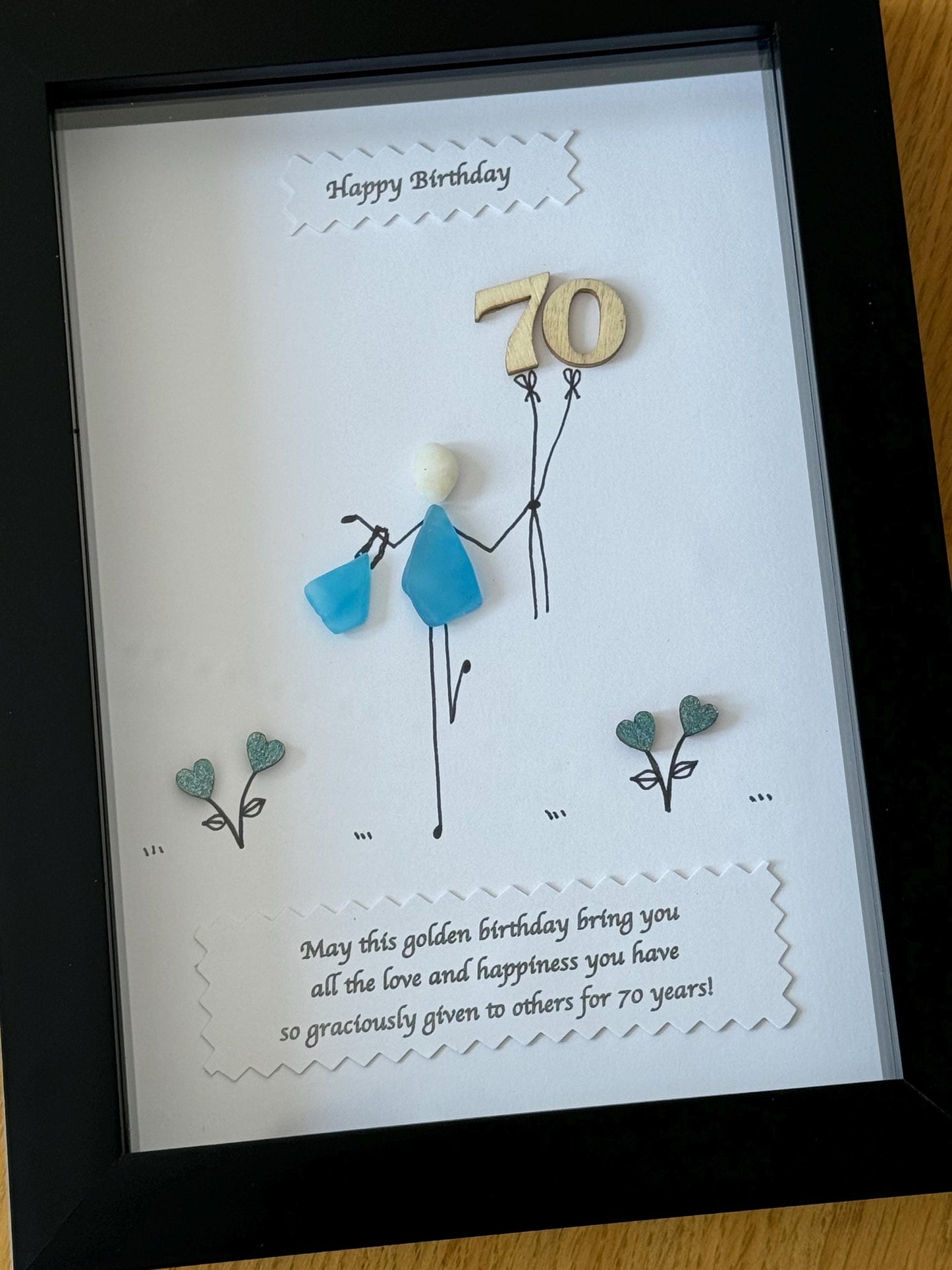 70th Birthday Gift/Personalised Gift for 70th Birthday/70 years celebration/70th Pebble Artwork Picture/Unique Gift for 70th Birthday