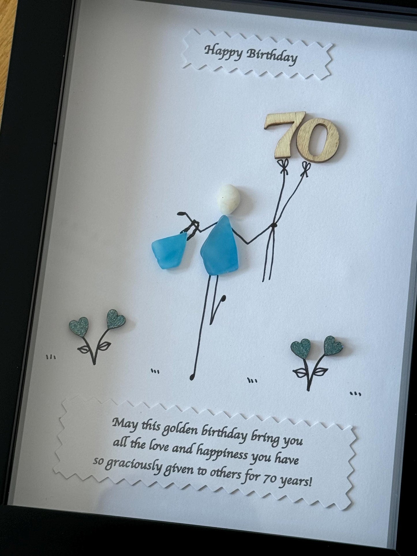 70th Birthday Gift/Personalised Gift for 70th Birthday/70 years celebration/70th Pebble Artwork Picture/Unique Gift for 70th Birthday