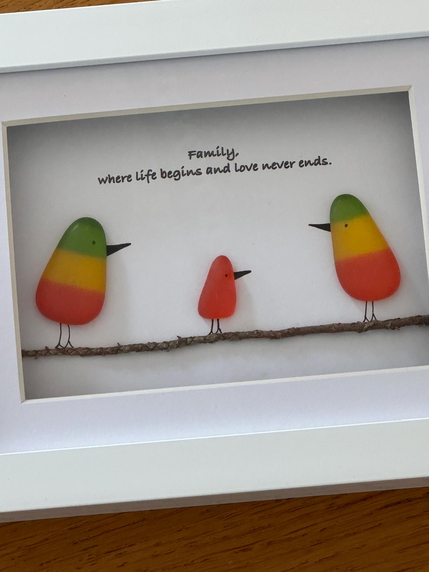 Rainbow Birds Family Picture, Personalised Fused Glass Birds Picture, Original Family Artwork, Unique Family Gift, Fused Glass Artwork