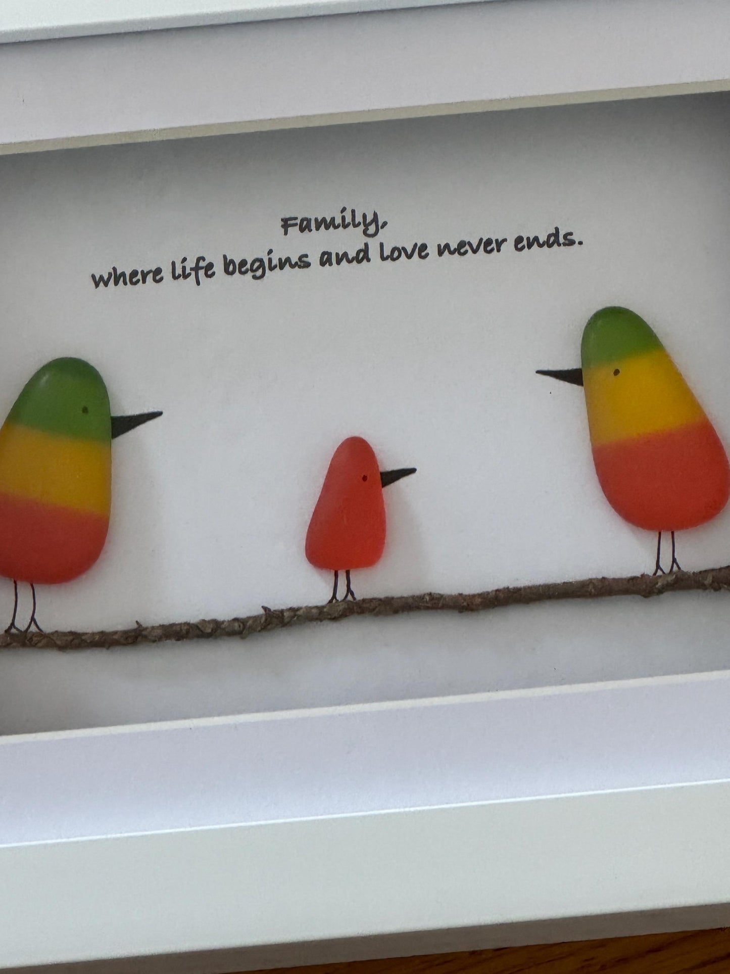 Rainbow Birds Family Picture, Personalised Fused Glass Birds Picture, Original Family Artwork, Unique Family Gift, Fused Glass Artwork