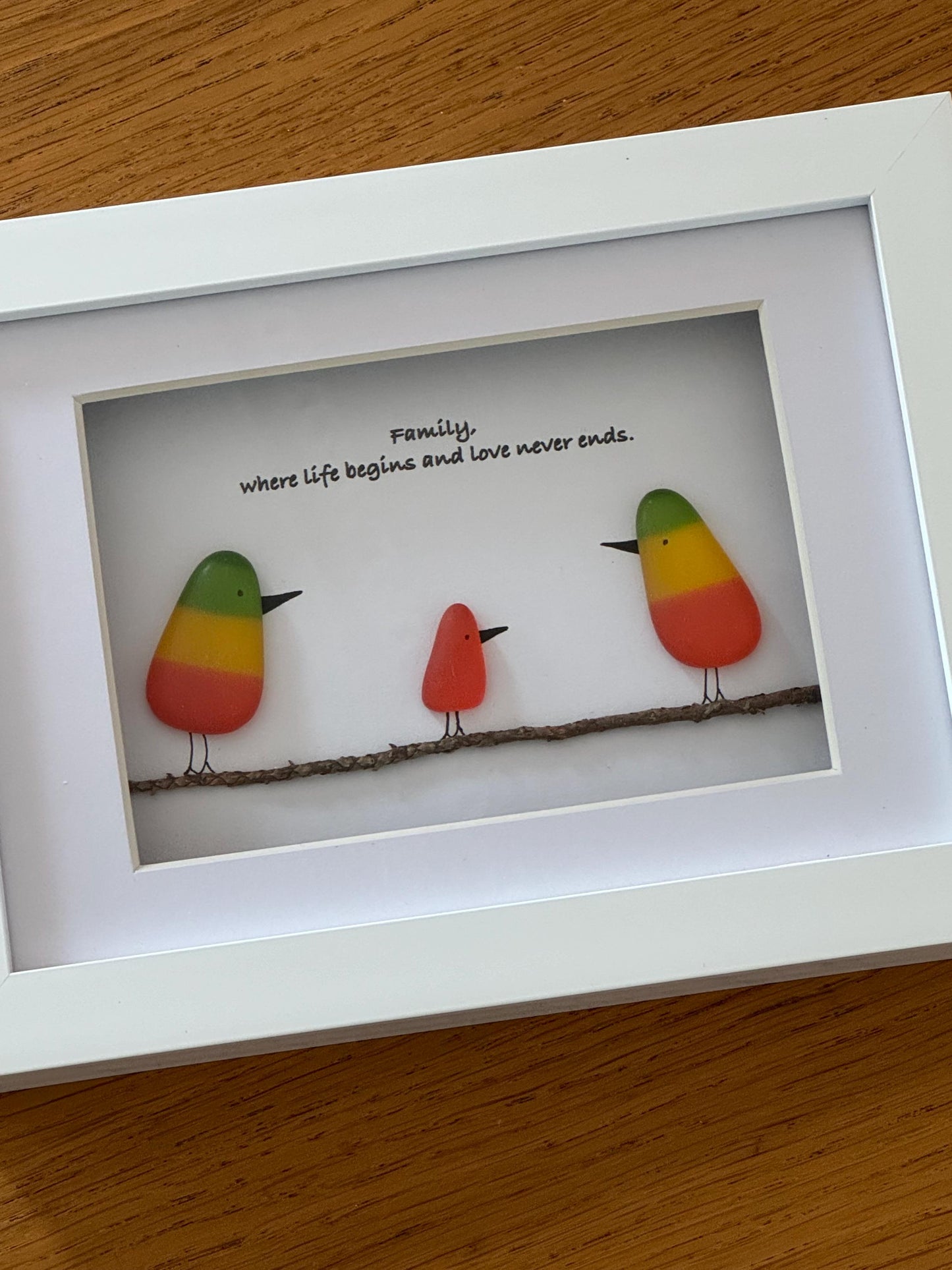 Rainbow Birds Family Picture, Personalised Fused Glass Birds Picture, Original Family Artwork, Unique Family Gift, Fused Glass Artwork